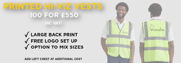100 PRINTED HI-VIZ VESTS
