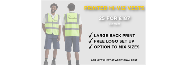 25 PRINTED HI-VIZ VESTS
