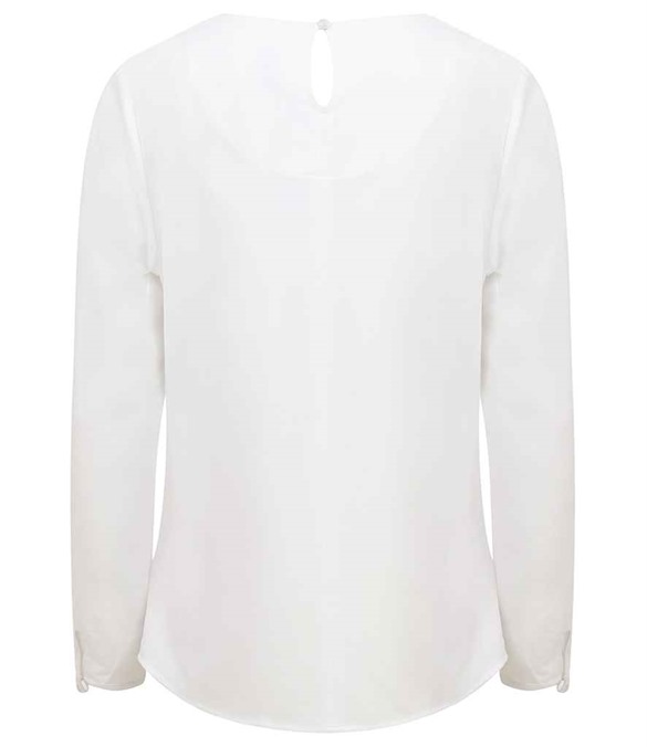 Henbury Ladies Pleat Front Long Sleeve Blouse