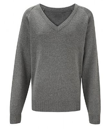 Grey V Neck Knitted Jumper (up to 38")