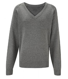 Grey V Neck Knitted Jumper