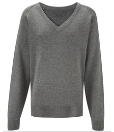 Grey V Neck Knitted Jumper (40+)